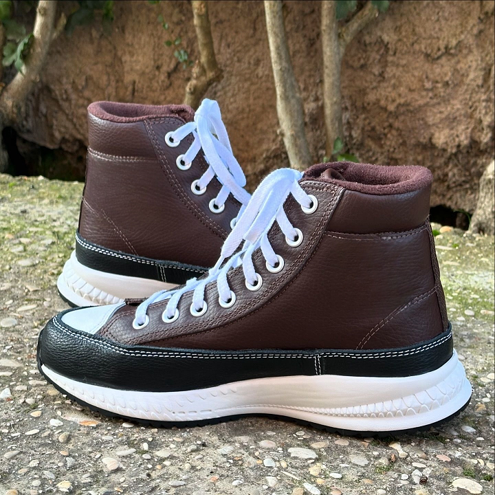 Dark Brown Leather High Top Sneaker